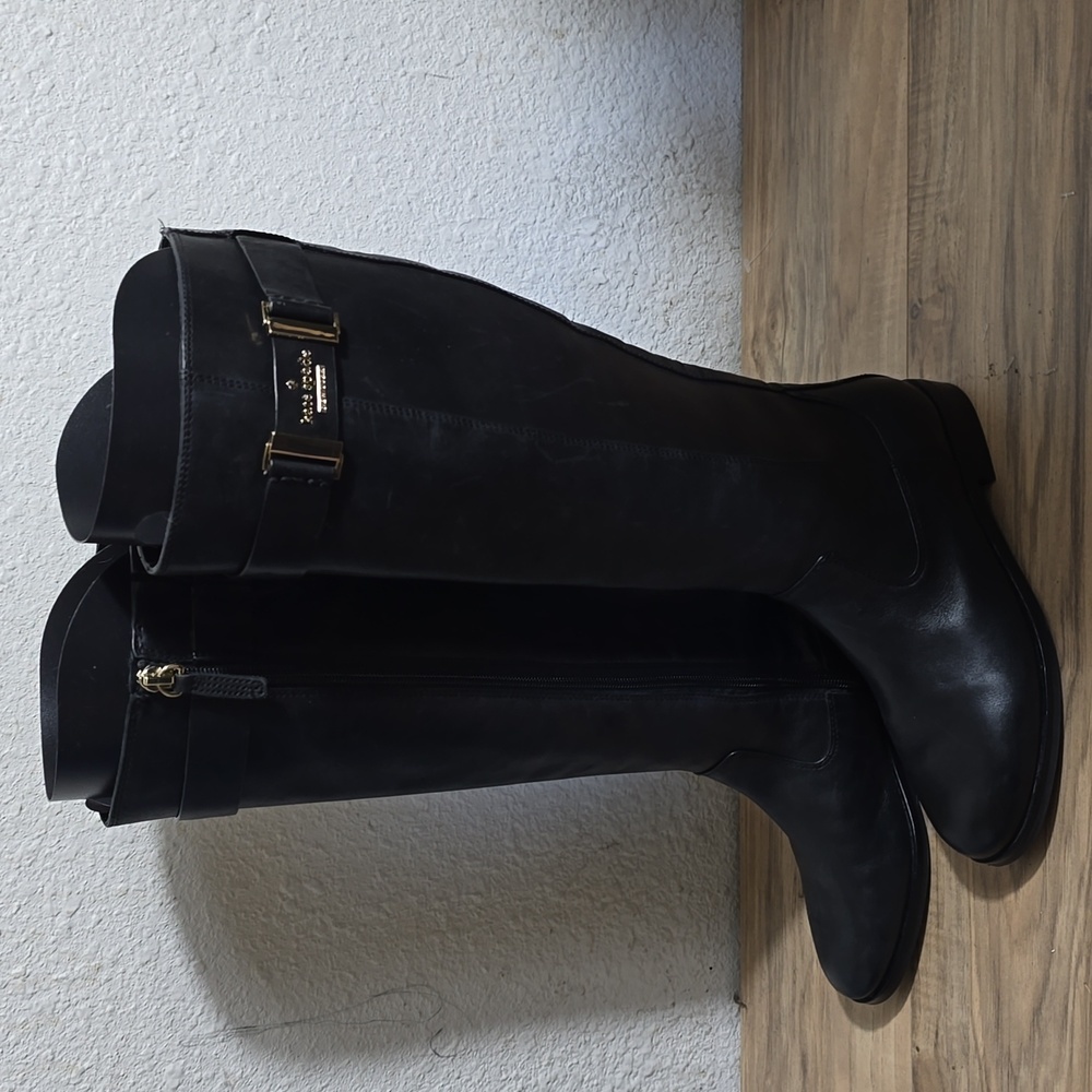 New condition! kate Spade New Pork Ronnie Riding Boot Black Leather Size 5.5 M - Picture 7 of 7